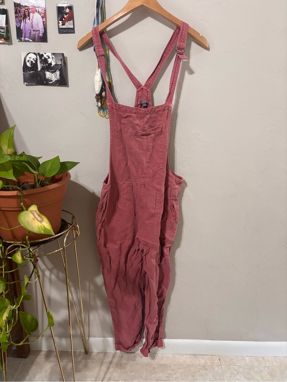 aerie Dusty Rose Cotton Overalls Jumpsuit